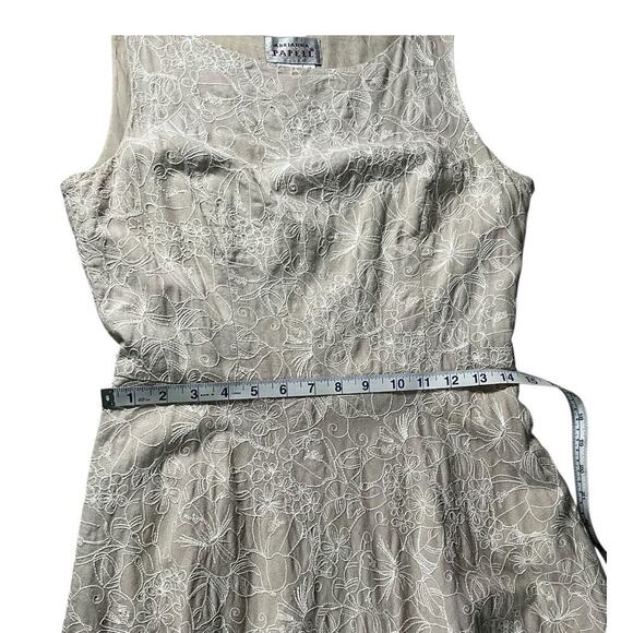 Adrianna Papell Linen Blend Dress Fit-and-Flare Light Weight Floral Embroidered - Picture 10 of 11